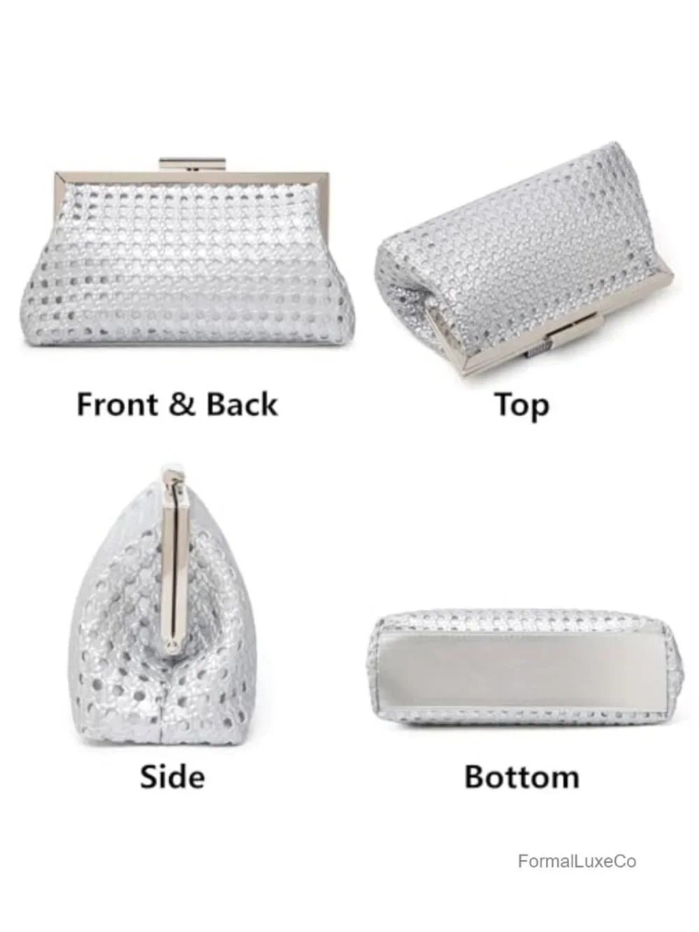 Women's Evening Clutch Purse with Detachable Chain, Woven Texture